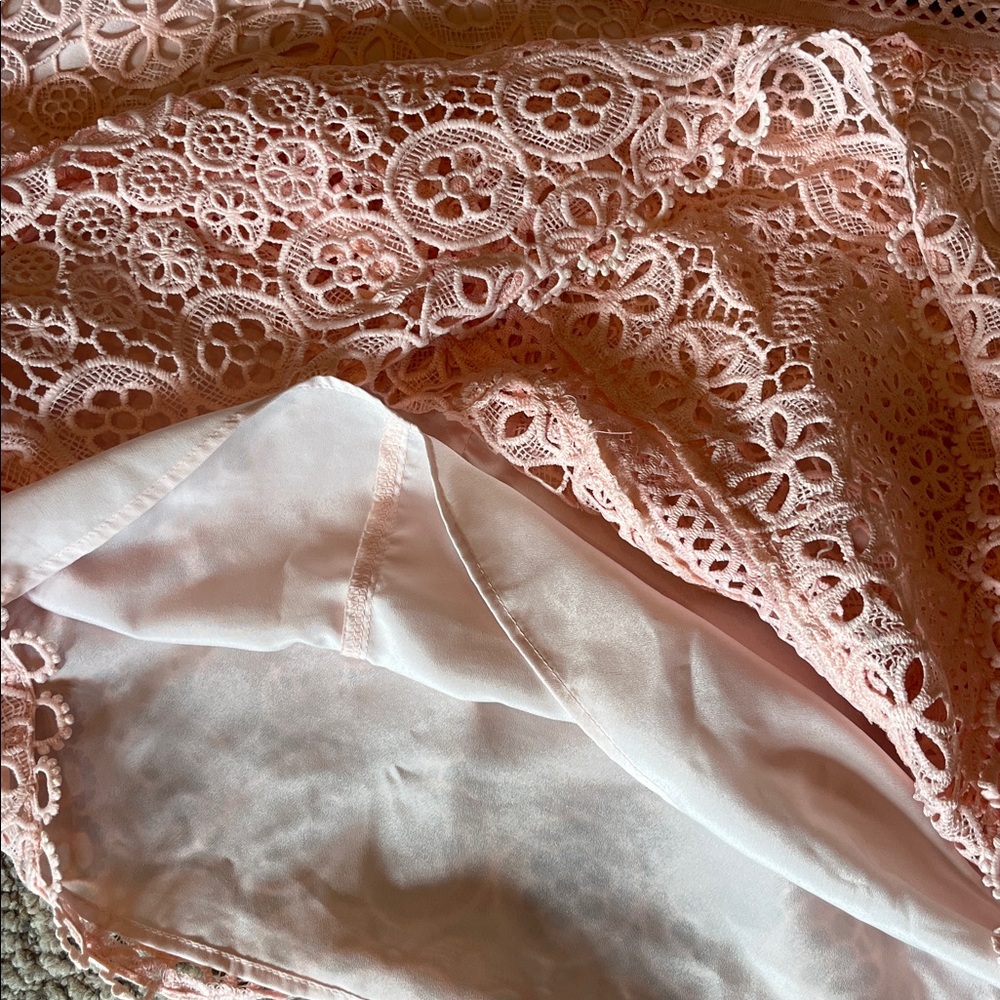 Lovers + Friends Revolve Blush Pink Lace Happy Hour Mini dress, size X-Large - Picture 9 of 9